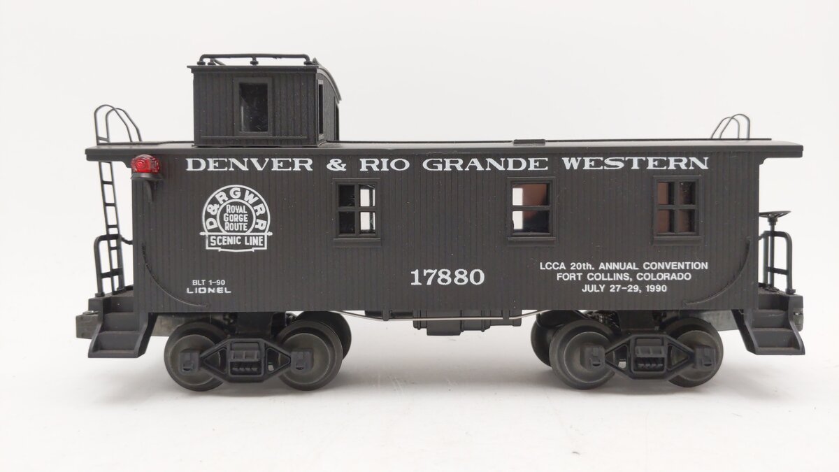 Lionel 6-17880 O Gauge LCCA 1990 Denver & Rio Grande Western Woodside Caboose EX