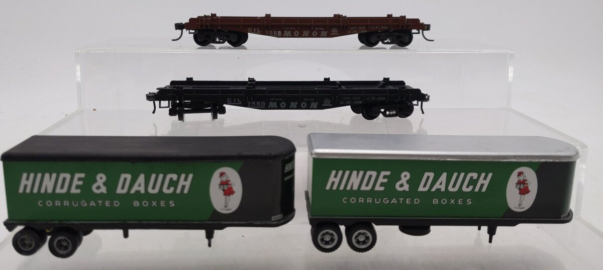 Generic HO Scale Monon Fla Cars W/ Trailers #7560 #7568 [2] EX