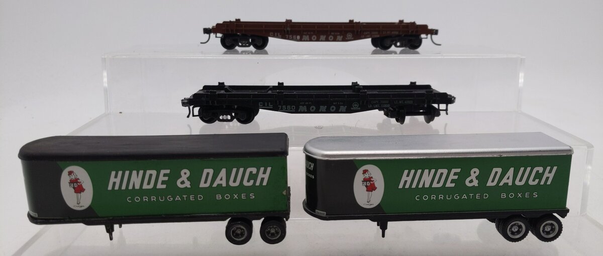 Generic HO Scale Monon Fla Cars W/ Trailers #7560 #7568 [2] EX