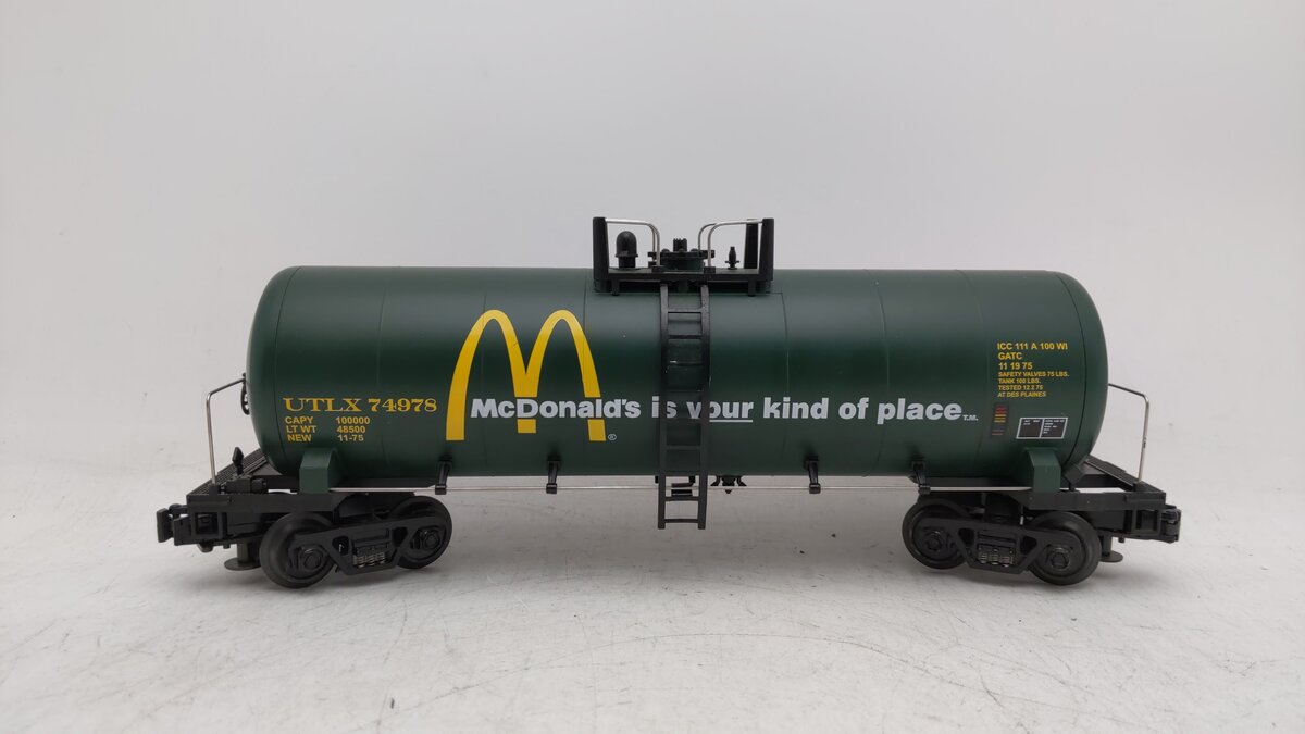 MTH 20-96021 O Gauge McDonald's Single Dome Tank Car #74978 EX/Box