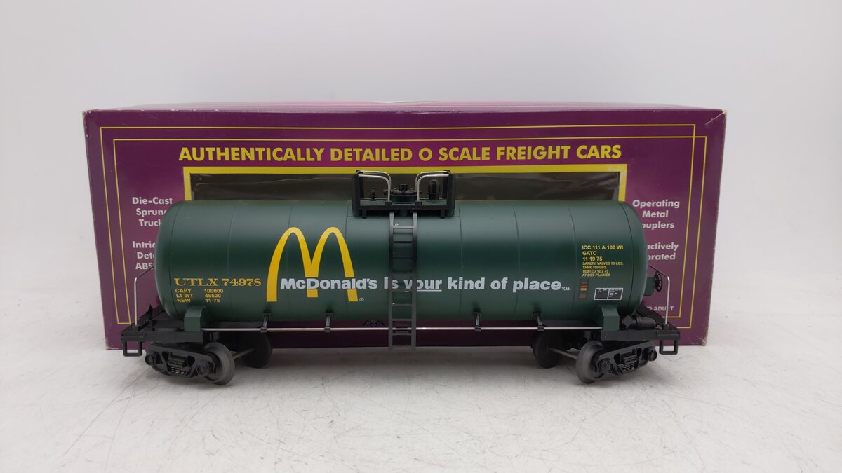 MTH 20-96021 O Gauge McDonald's Single Dome Tank Car #74978 EX/Box