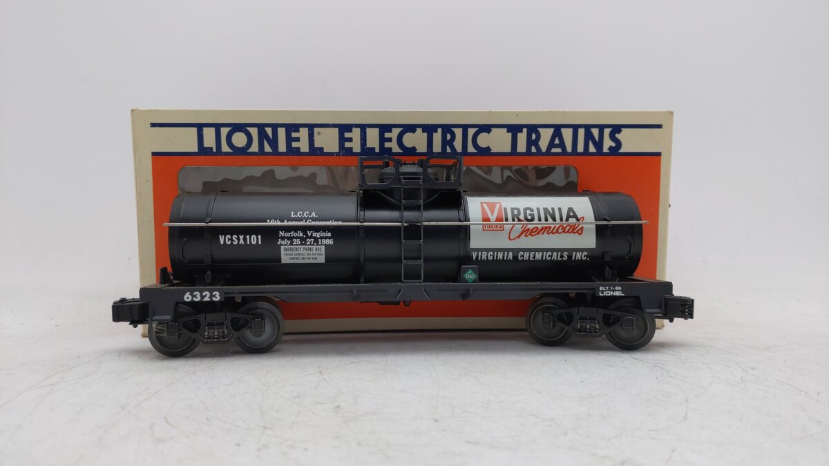 Lionel 6-6323 O Gauge LCCA Virginia Chemicals Single Dome Tank Car EX/Box