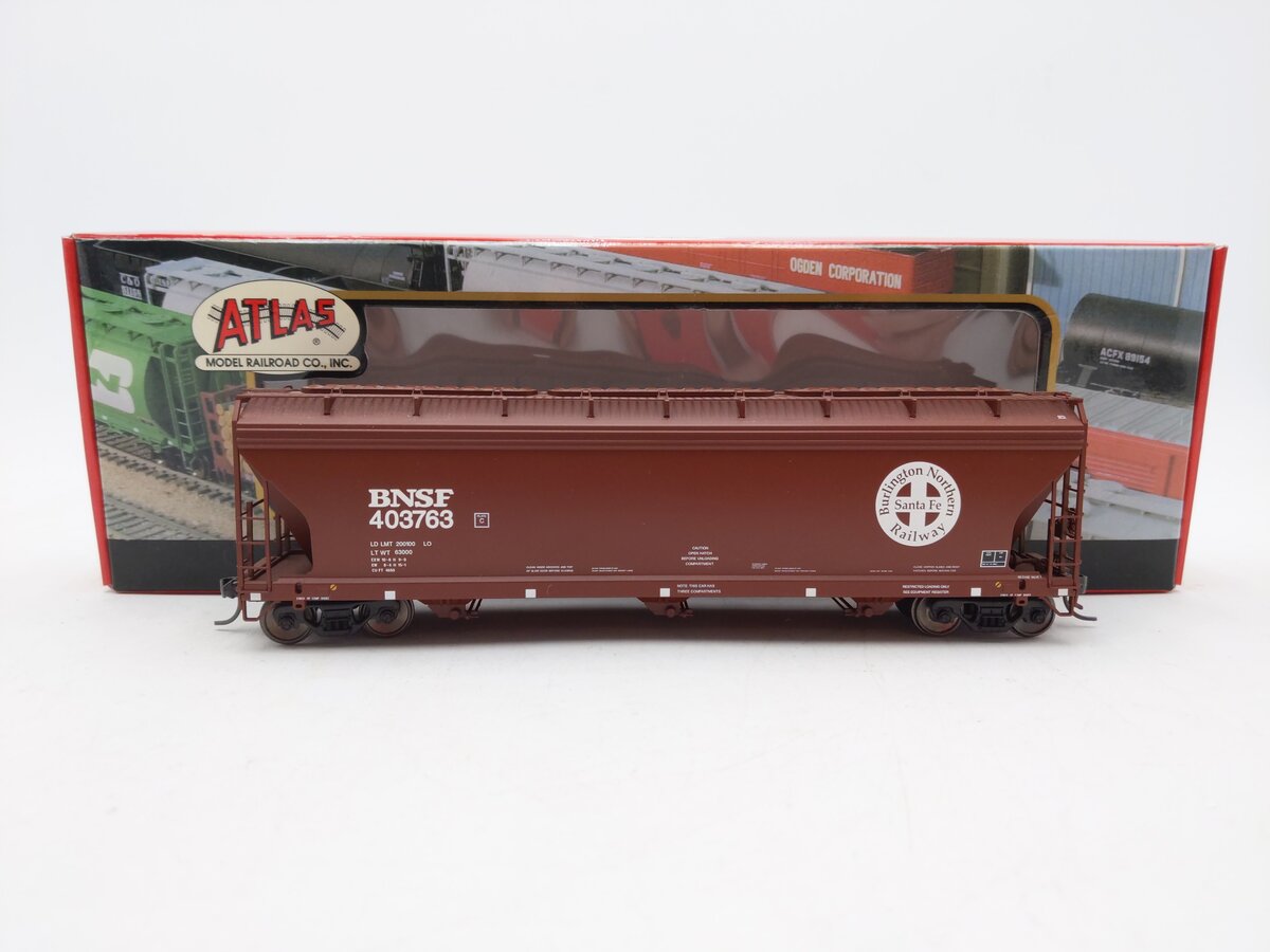Atlas 1455-2 HO Burlington Northern Santa Fe 3 Bay Centerflow Hopper Car #403763 EX/Box