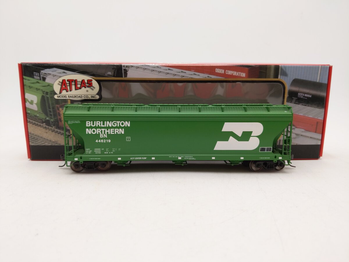 Atlas 1454-1 HO Burlington Northern ACF 4650 3-Bay Centerflow Hopper Car #446219 EX/Box