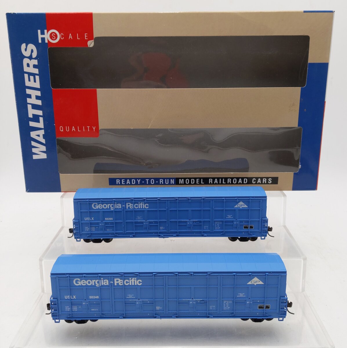 Walthers 932-27008 HO Scale Georgia Pacific Thrall Door Boxcar 2-Pack EX/Box