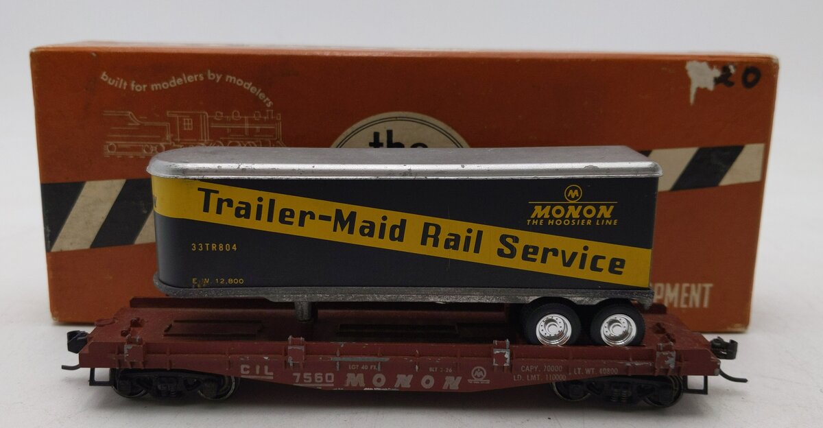 Penn Line 452 HO Monon Piggy-Back Car w/ Trailer Load EX/Box