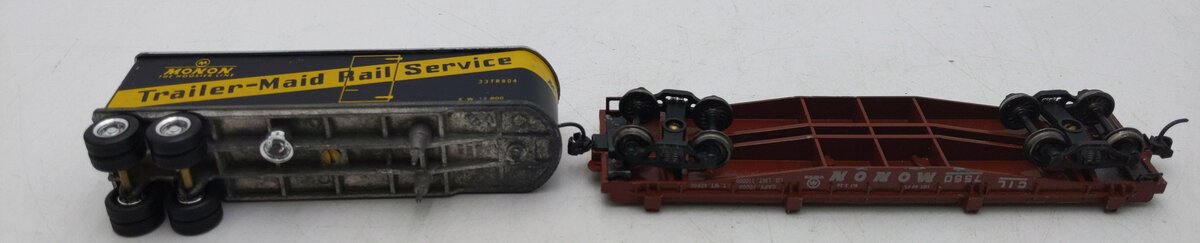 Penn Line 452 HO Monon Piggy-Back Car w/ Trailer Load EX/Box