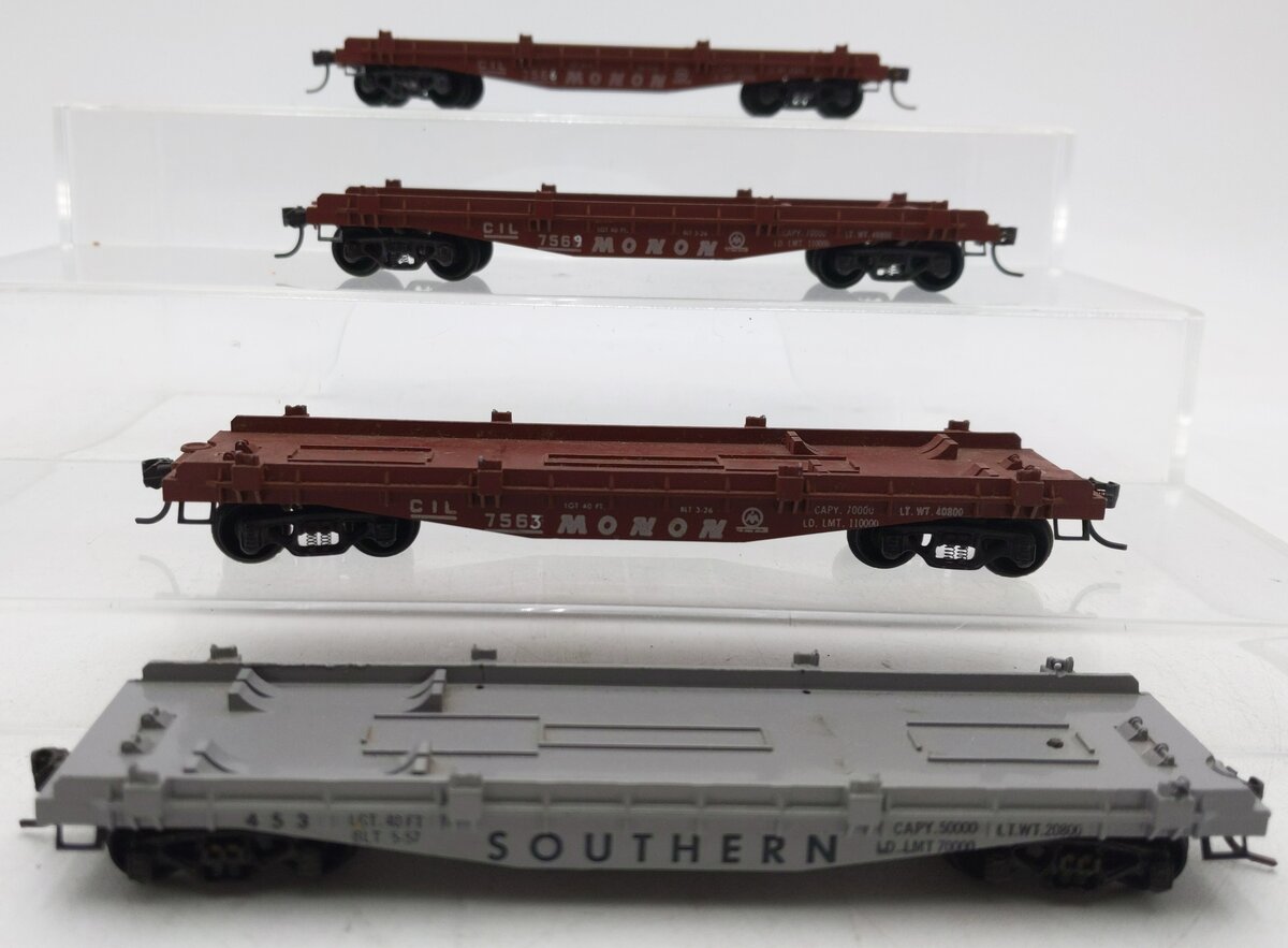 Penn Line HO Scale Monon Flat Cars: #7563 #453#7569#7566 [4] EX