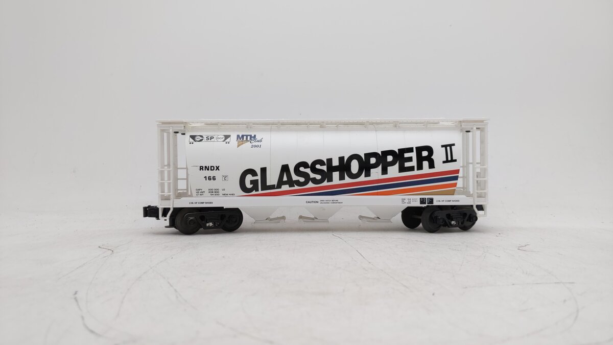 MTH 20-97442 O Gauge RNDX MTHRRC-2001 Glasshopper II Cylindrical Hopper #166 EX/Box