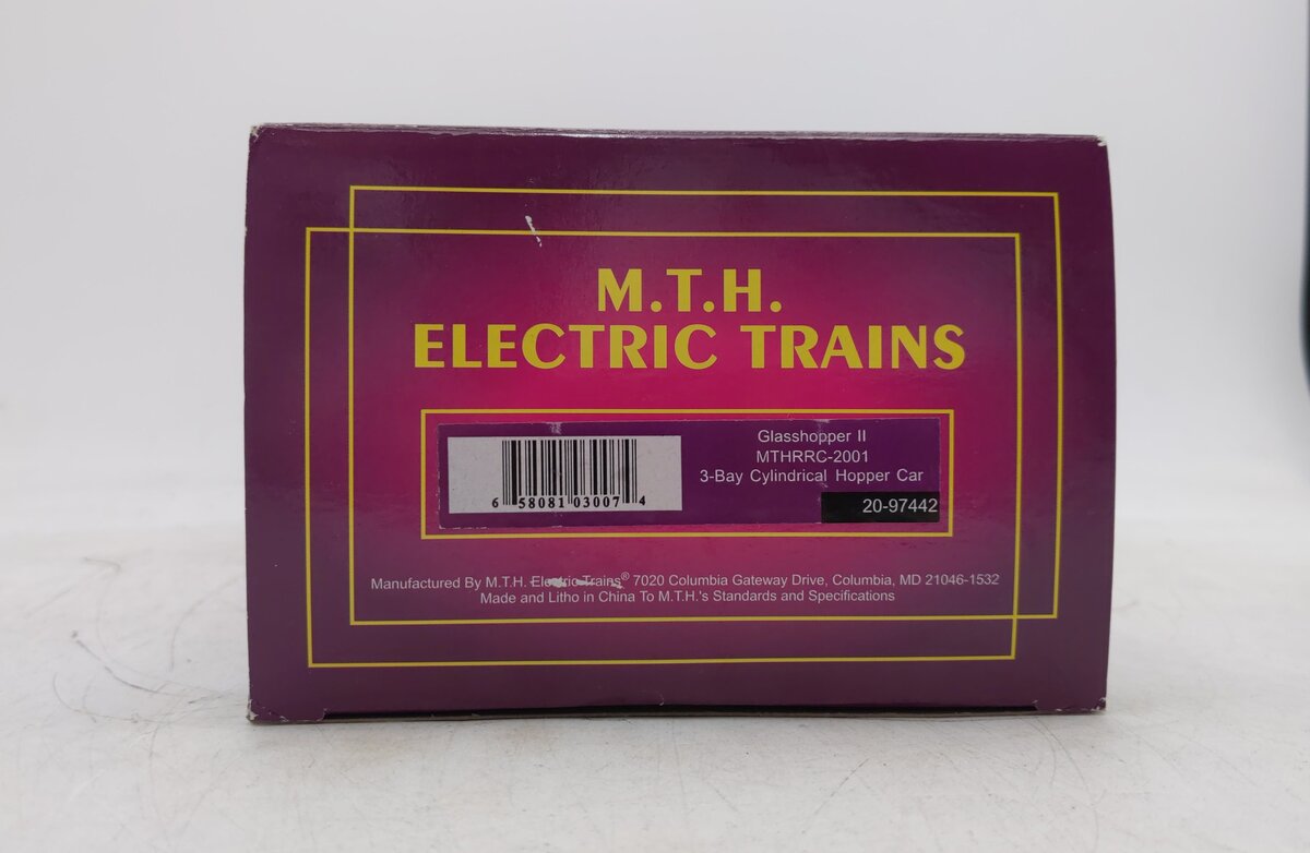 MTH 20-97442 O Gauge RNDX MTHRRC-2001 Glasshopper II Cylindrical Hopper #166 EX/Box