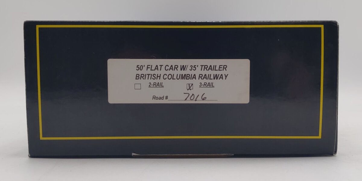 Weaver O Gauge British Columbia Railway 50' Flat Car w/ 35' Trailer #7016 EX/Box