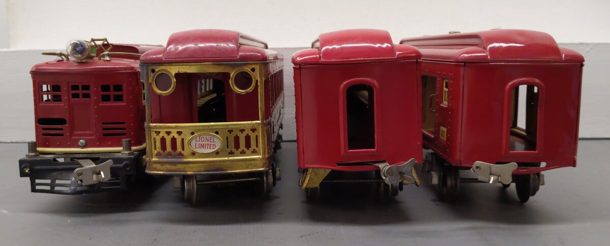 Lionel 360E Vintage Std Gauge Red & Cream Electric Pass. Set: 8E, 332, 337, 338 VG