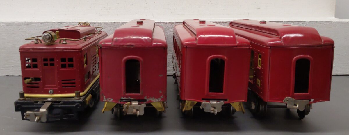 Lionel 360E Vintage Std Gauge Red & Cream Electric Pass. Set: 8E, 332, 337, 338 VG
