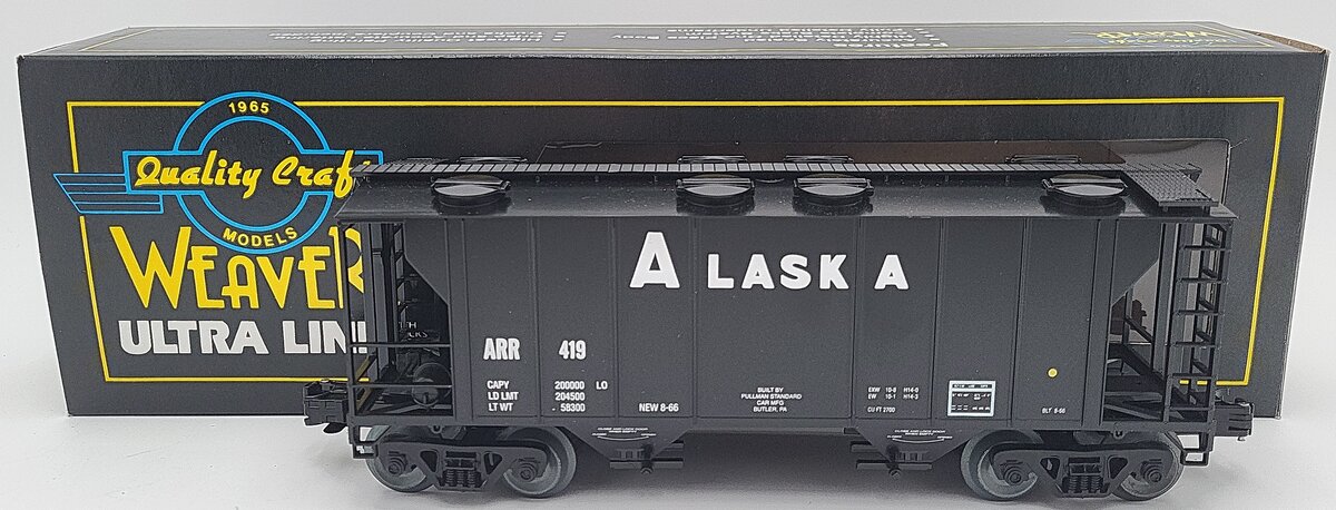 Weaver O Gauge PS-2 ARR Alaska Covered Hopper #419 (3 Rail) LN/Box