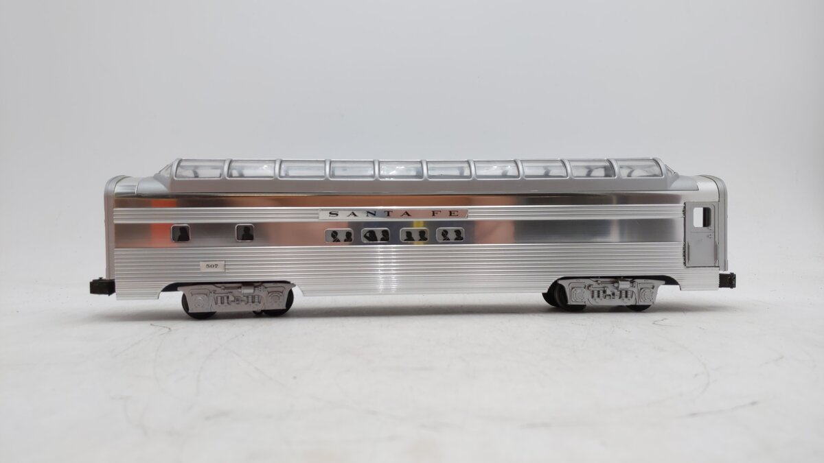 Lionel 6-19128 O Gauge Santa Fe Aluminum Full Vista Dome Car #507 EX/Box