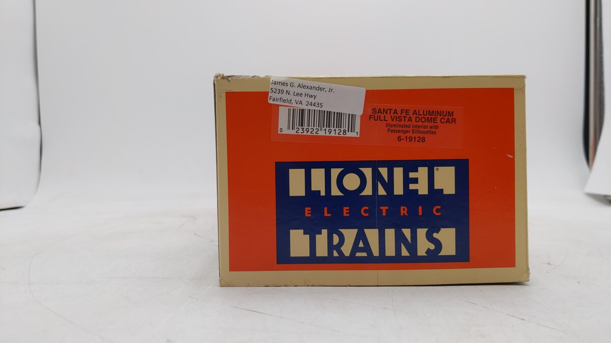 Lionel 6-19128 O Gauge Santa Fe Aluminum Full Vista Dome Car #507 EX/Box