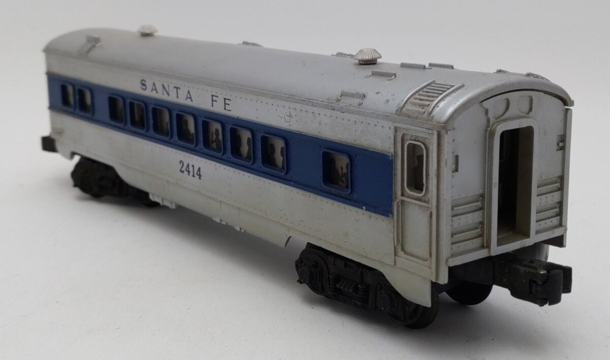Lionel 2414 Vintage O Santa Fe Illuminated Blue Stripe Pullman Car VG