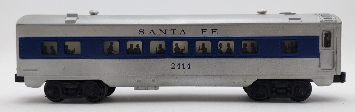 Lionel 2414 Vintage O Santa Fe Illuminated Blue Stripe Pullman Car VG