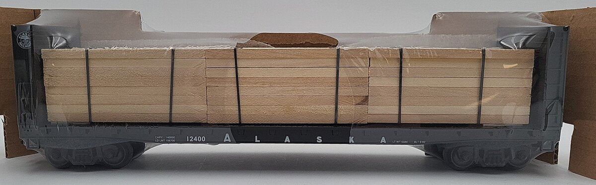 Weaver O Gauge Alaska Bulkhead Flat W/ Wood Load #12400 (3 Rail) LN/Box