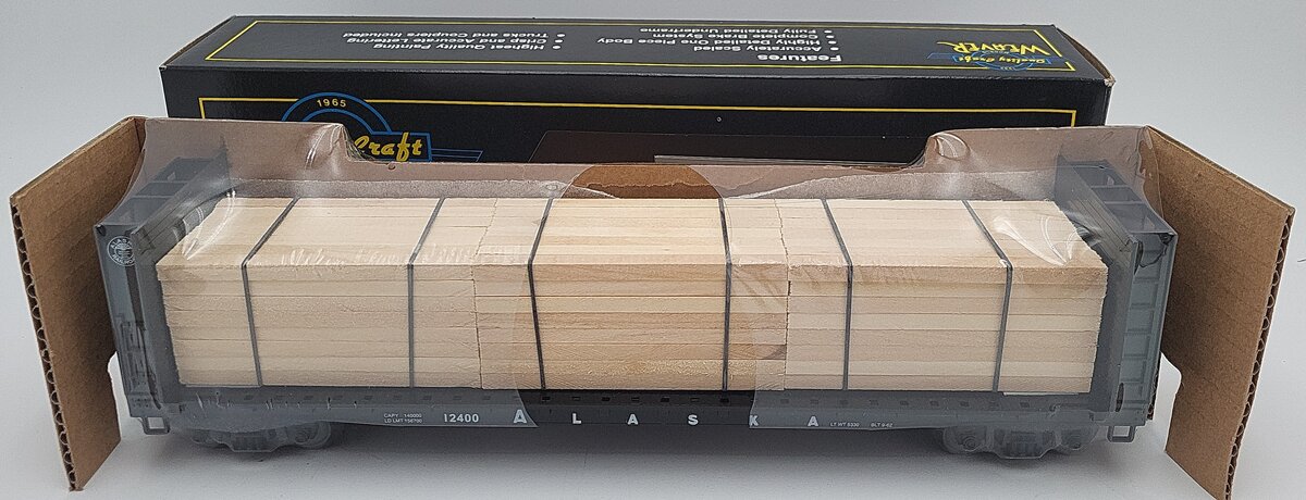 Weaver O Gauge Alaska Bulkhead Flat W/ Wood Load #12400 (3 Rail) LN/Box