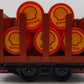 LGB 40450 G Scale Red/Brown Flatcar with Stakes & 5 Barrel Load LN/Box