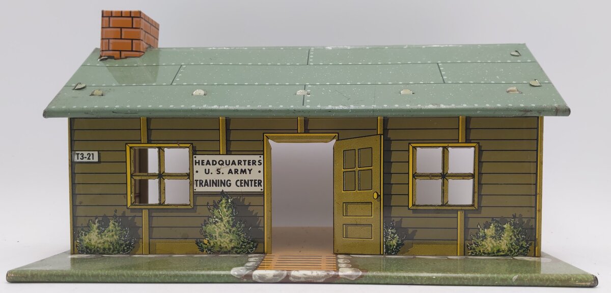 Marx T3-211:38 US Army 1950s Vintage Tin Litho Training Center HQ Building VG