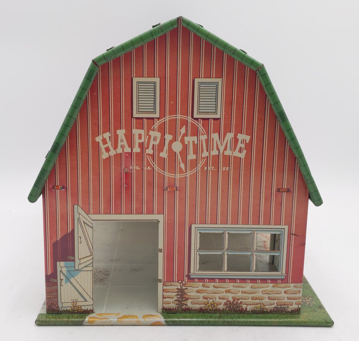 Marx Vintage 1950s Tin Litho 2-Story Happi Time Farm Red Barn w/ Green Roof VG