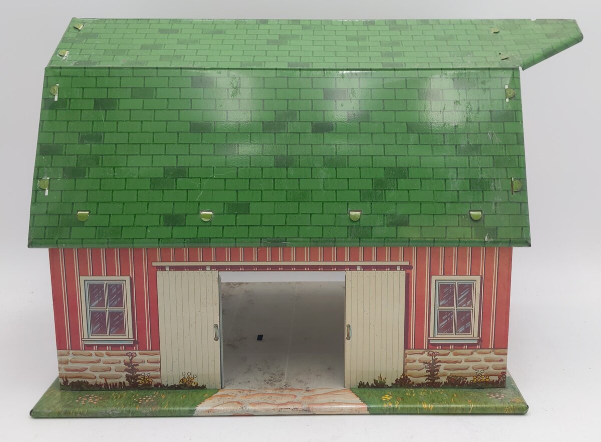 Marx Vintage 1950s Tin Litho 2-Story Happi Time Farm Red Barn w/ Green Roof VG