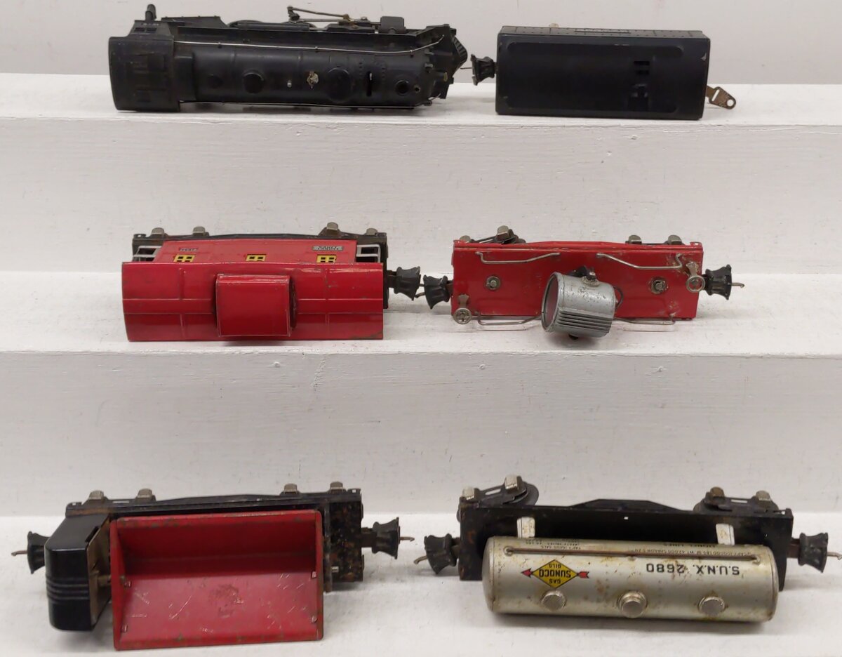 Lionel Prewar O Locomotive & Assorted Freight Cars [6] VG