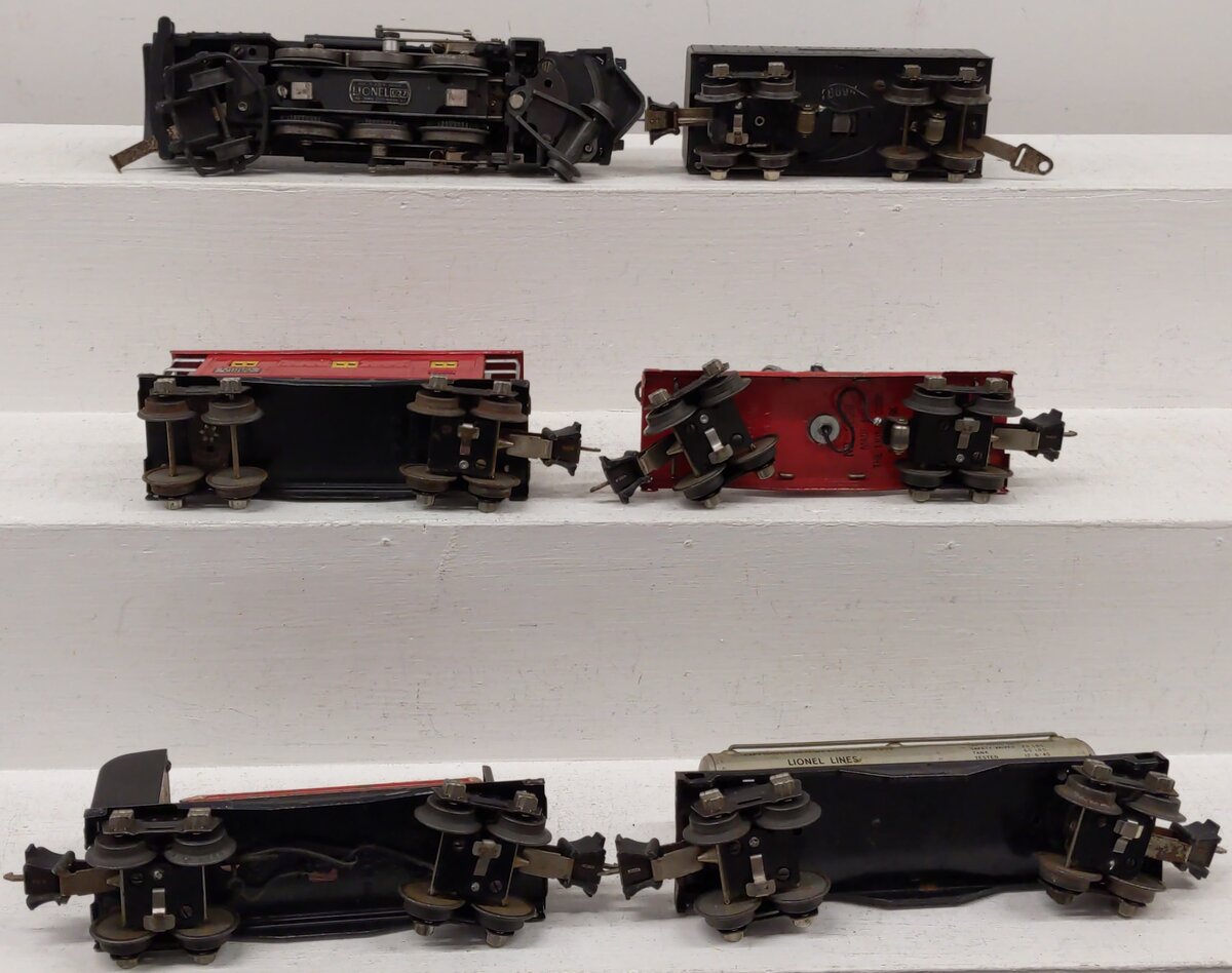 Lionel Prewar O Locomotive & Assorted Freight Cars [6] VG