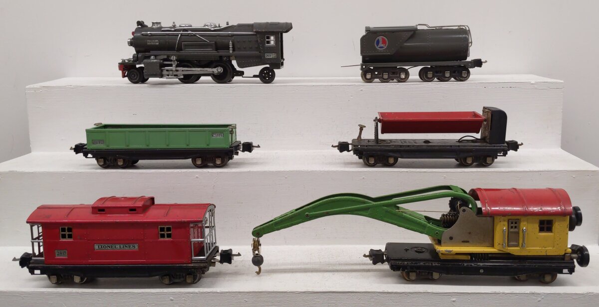 Lionel Vintage O Steam Freight Set 197W: 263E, 2263W, 3859, 2810, 2812, 2817 [6] VG
