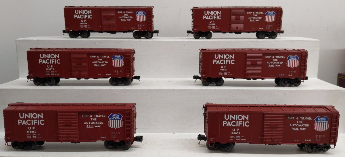 MTH 20-90792 O Gauge Union Pacific 40' AAR Box Car 6-Car Set NIB