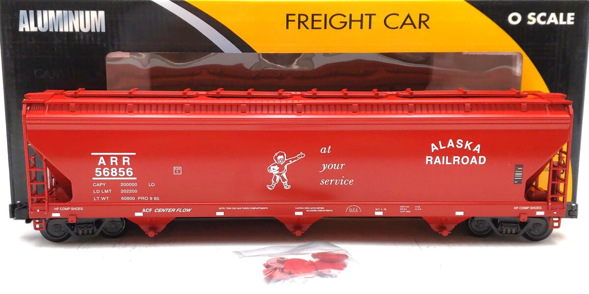 K-Line K6243-1012 O Gauge Alaska Railroad 3-Bay Center Flow Hopper Car #56856 NIB