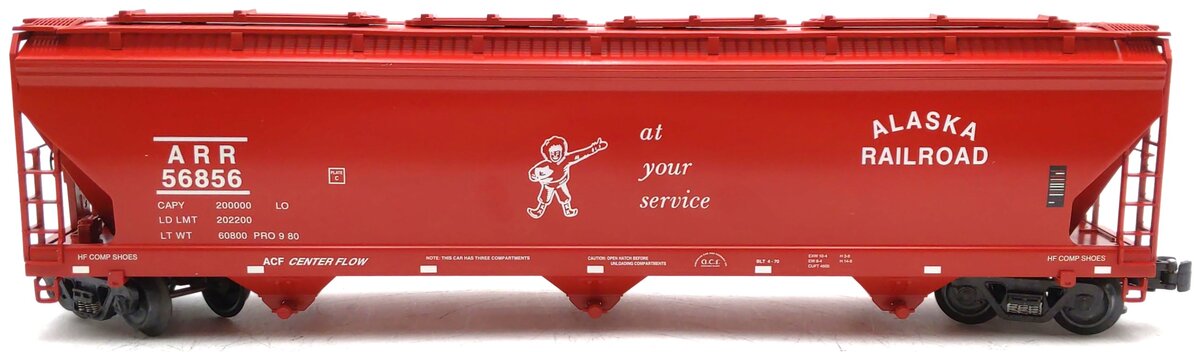 K-Line K6243-1012 O Gauge Alaska Railroad 3-Bay Center Flow Hopper Car #56856 NIB