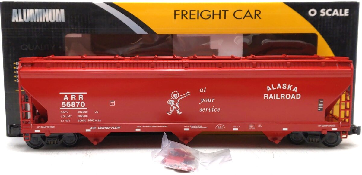 K-Line K6243-1012 O Gauge Alaska Railroad 3-Bay Center Flow Hopper Car #56870 NIB