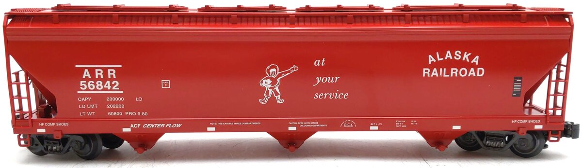 K-Line K6243-1012 O Gauge Alaska Railroad 3-Bay Center Flow Hopper Car #56842 NIB