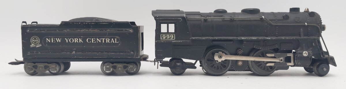 Marx 999 Vintage O New York Central 2-4-2 Steam Locomotive with Tender VG