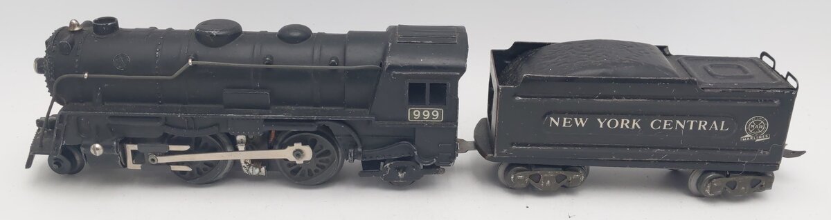 Marx 999 Vintage O New York Central 2-4-2 Steam Locomotive with Tender VG