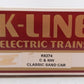 K-Line K6274 O Gauge C&NW Classic Ribbed Sand Car EX/Box