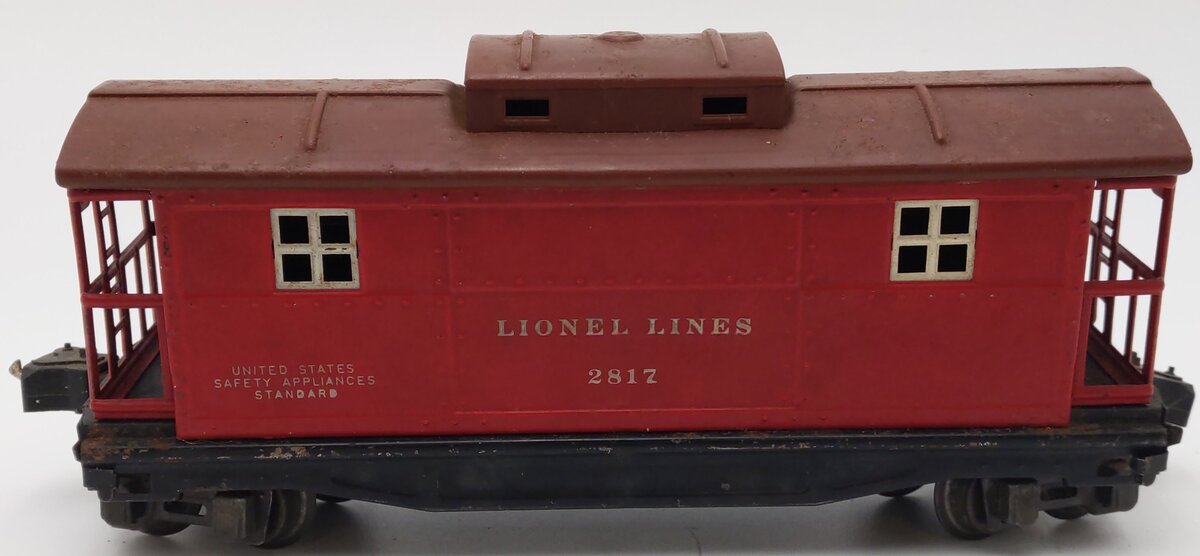 Lionel 2817 Vintage O Prewar Lionel Lines Red & Brown Tinplate Caboose VG