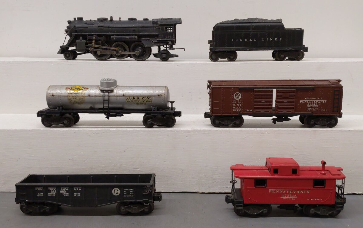Lionel Vintage O 463W Steam Freight Set: 224, 2466W, 2555, 2452, 2457, 2458 [6] VG