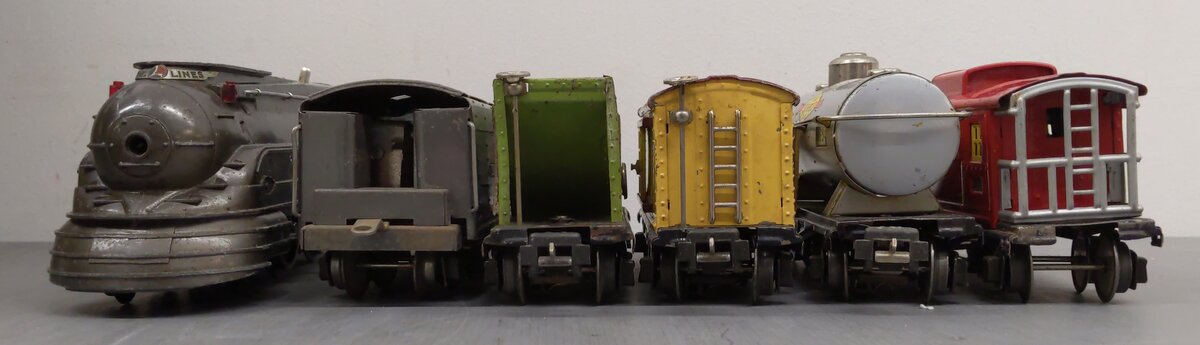 Lionel 187W Vintage O PRR Steam Freight Set: 238E, 2225W, 2653, 2654, 2655, 2657 VG