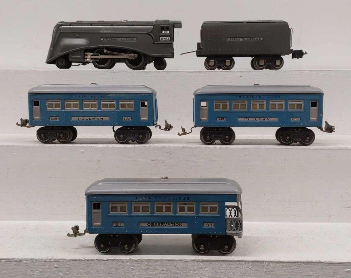 Lionel 6500E Vintage O Steam Passenger Set: 265E, 265W, 609, 609, 611 [5] VG