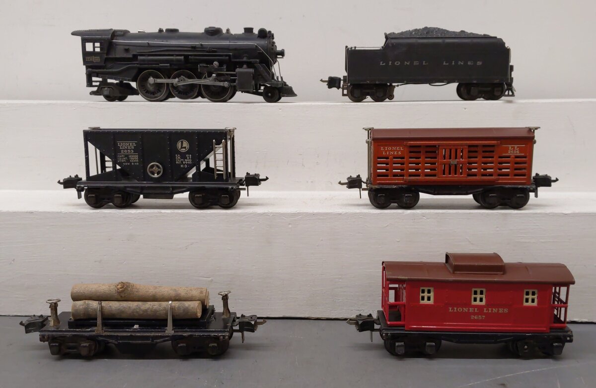 Lionel 247 Vintage O Steam Freight Set: 225E, 2235W, 2653, 2656, 2657, 3651 [6] VG