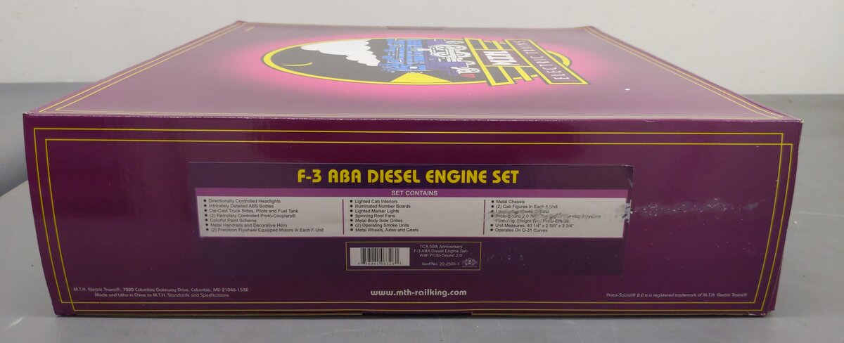 MTH 20-2505-1 TCA 50th Anniversary F-3 ABA Diesel Engine Set w/PS 2.0 LN/Box