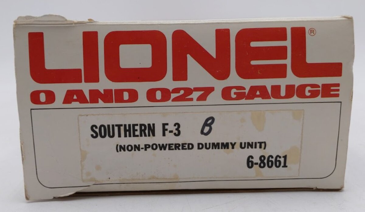 Lionel 6-8661 O Gauge Southern F3 B Non-Powered Diesel Locomotive EX/Box