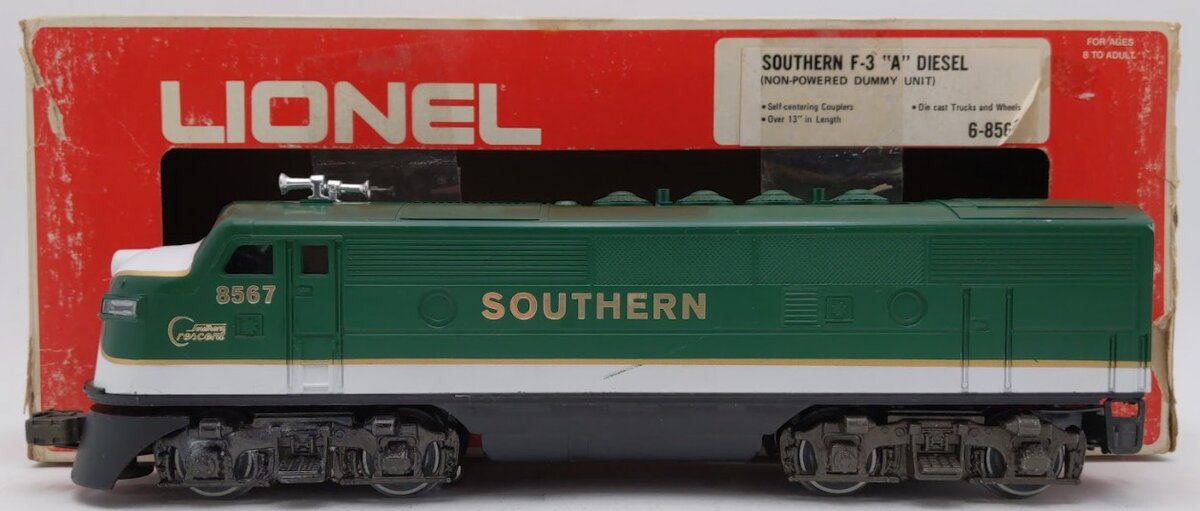 Lionel 6-8567 O Gauge Southern F3 A Non-Powered Diesel Locomotive VG/Box