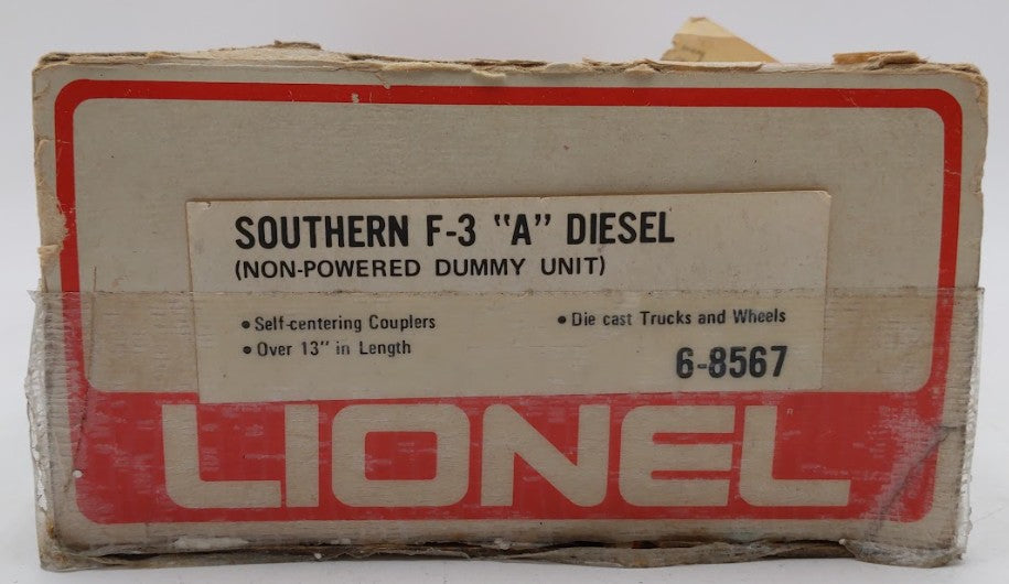 Lionel 6-8567 O Gauge Southern F3 A Non-Powered Diesel Locomotive VG/Box