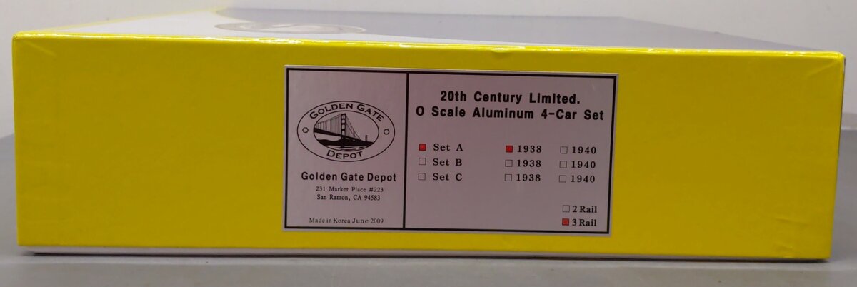 Golden Gate Depot O 1938 20th Century Limited Aluminum 4 Car Passenger Set A EX/Box