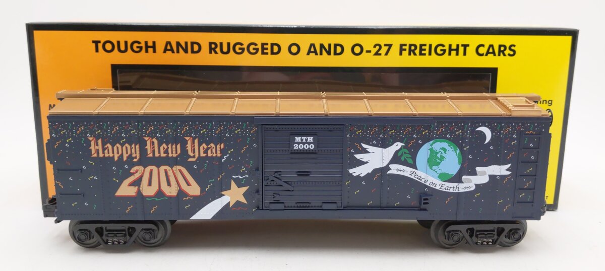 MTH 30-7460 O Gauge 2000 Happy New Year Boxcar LN/Box